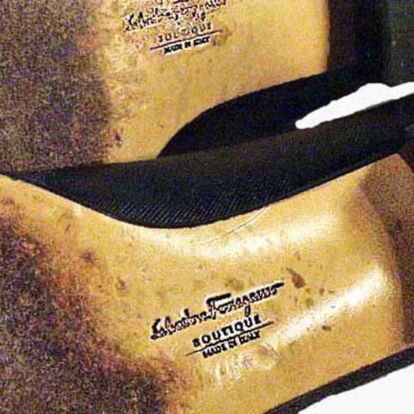 PUMPS, BLACK CALF PATENT & PEBBLE FINISH, Sz 8.5B, HEEL 1 3/8 inch, FERRAGAMO, - Picture 9 of 9